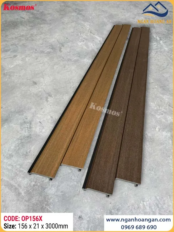 Tấm Ốp Trần Gỗ Nhựa Ngoài Trời 2 Da Kosmos OP156X Walnut